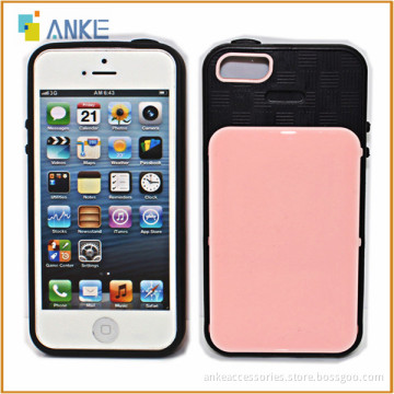Hybrid PC+Silicon,Card Slot Design Case for IPhone 5 5S 5G,OEM ODM and Wholesale Welcome